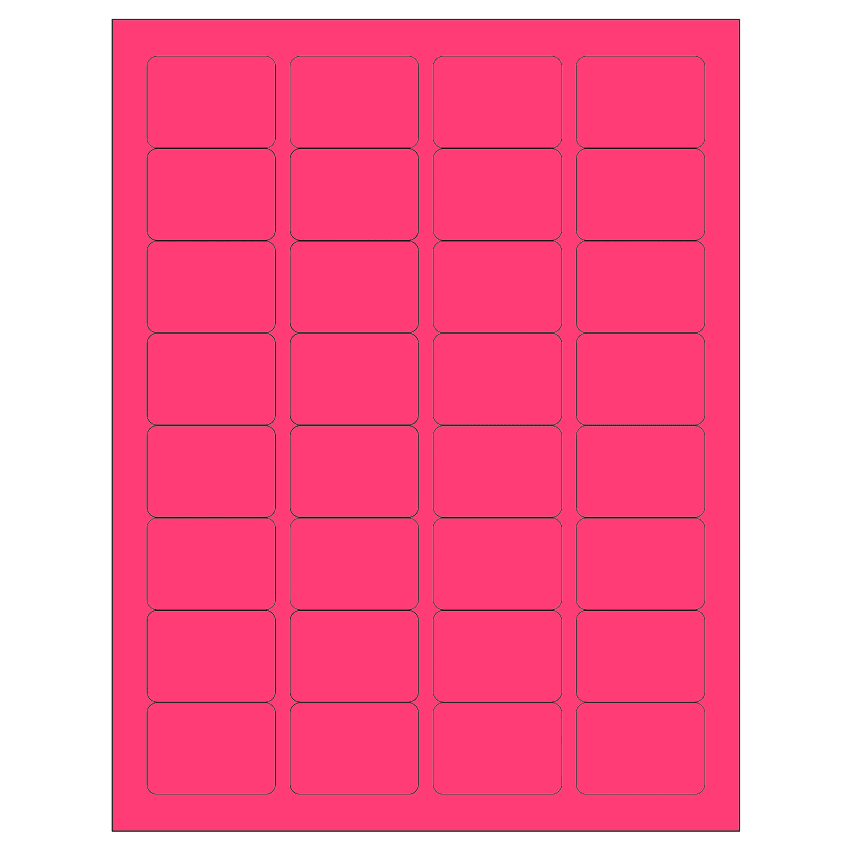 1.75" x 1.25" Fluorescent Pink Rectangular Sheet Labels