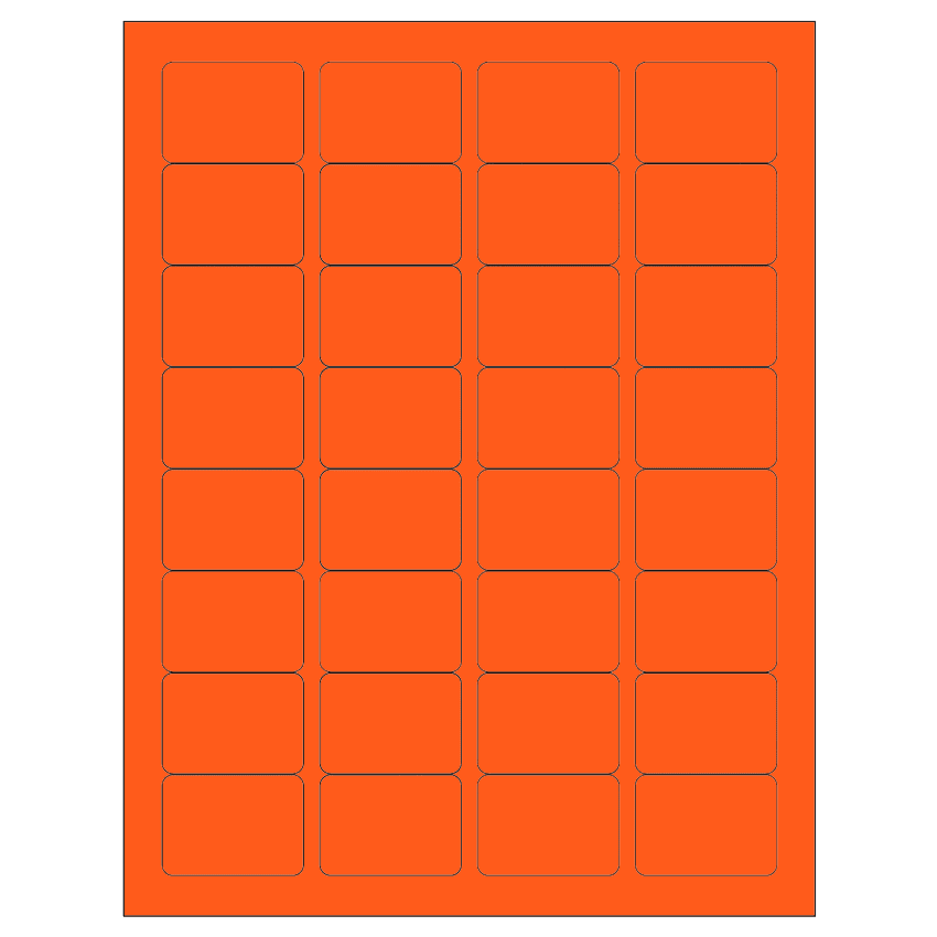 1.75" x 1.25" Fluorescent Red Rectangular Sheet Labels