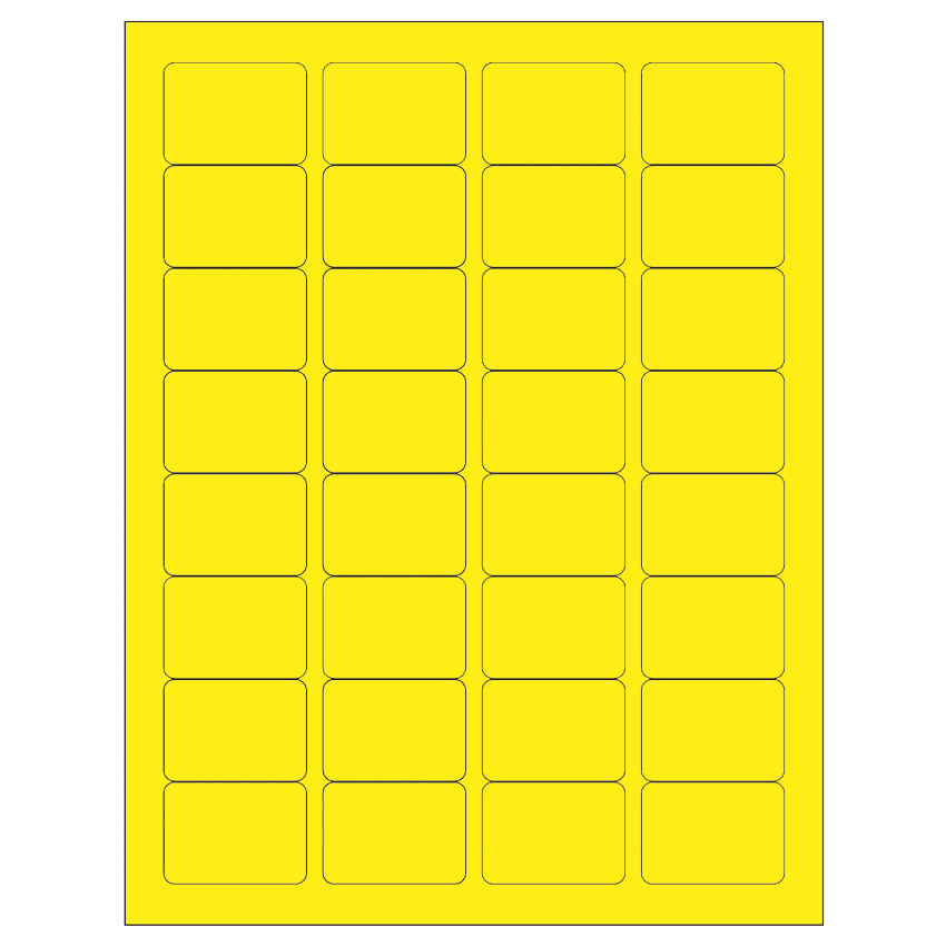 1.75" x 1.25" Fluorescent Yellow Rectangular Sheet Labels