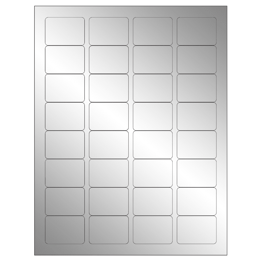 1.75" x 1.25" Silver Foil Rectangular Sheet Labels
