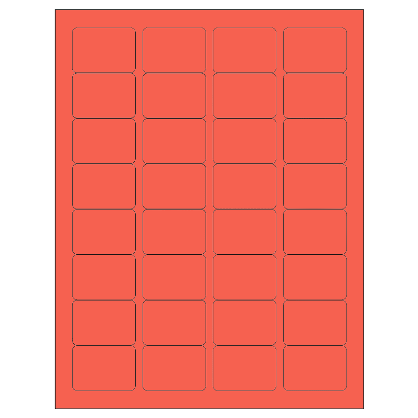 1.75" x 1.25" Red Rectangular Sheet Labels