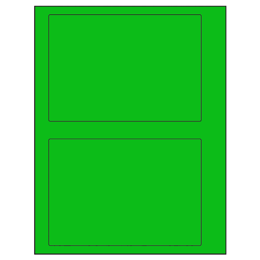 6.78" x 4.75" Fluorescent Green Rectangular Sheet Labels