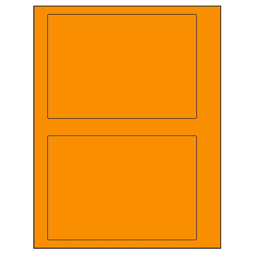 6.78" x 4.75" Fluorescent Orange Rectangular Sheet Labels