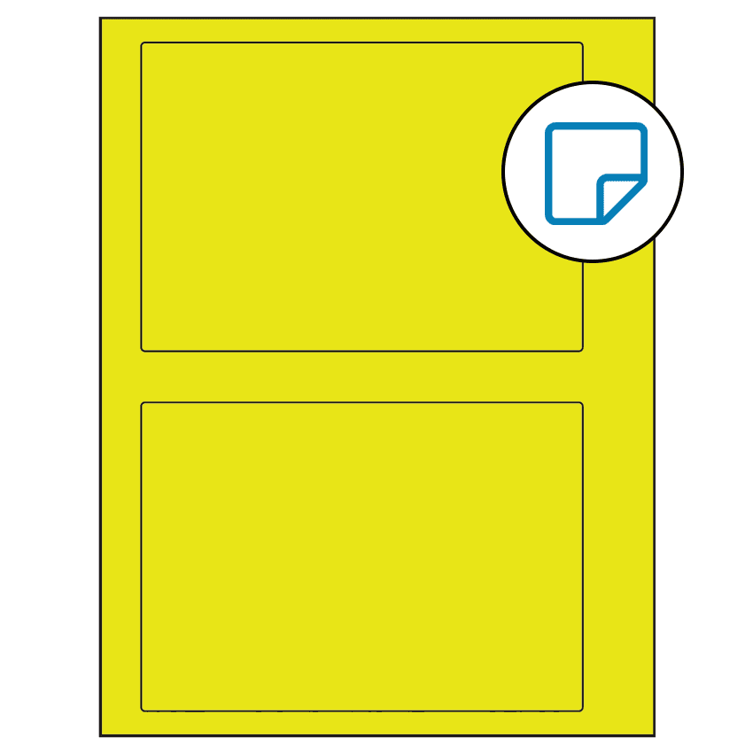 6.78" x 4.75" Fluorescent Yellow Rectangular Sheet Labels - Removable Adhesive