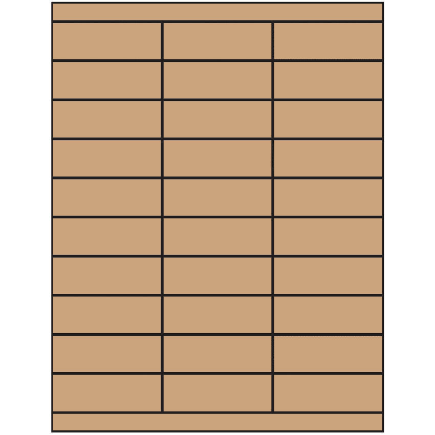2.83" x 1" Brown Kraft Rectangular Sheet Labels