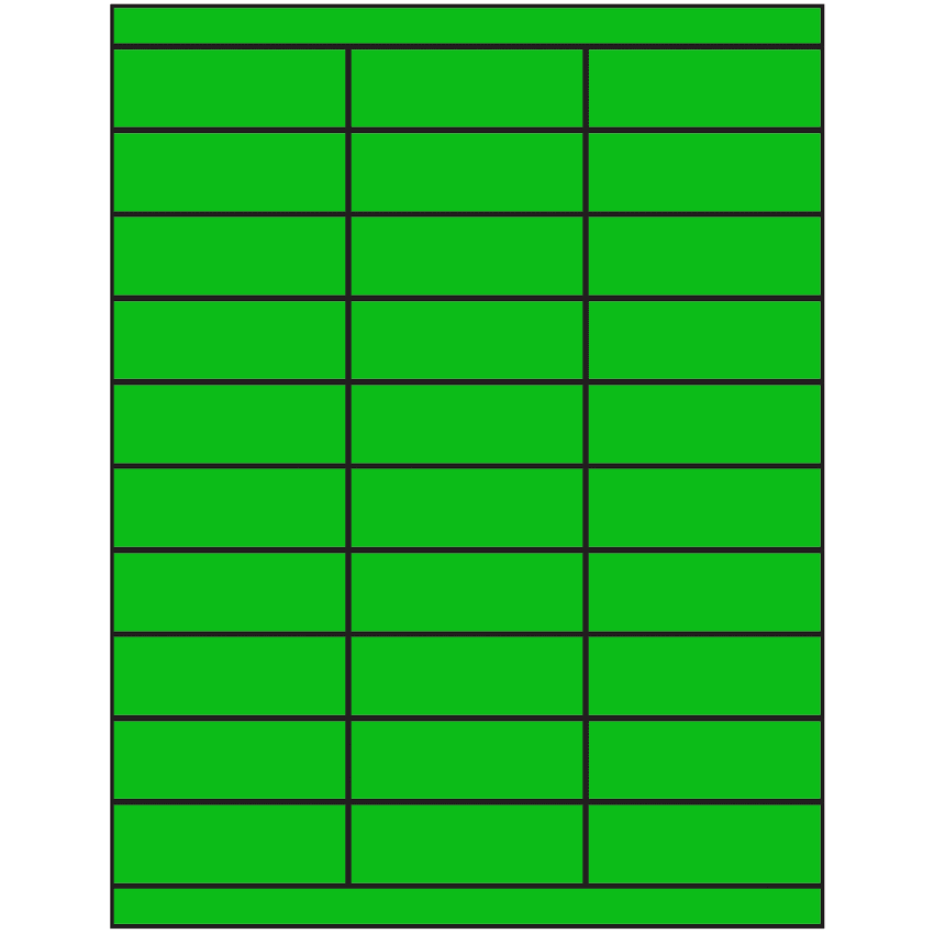 2.83" x 1" Fluorescent Green Rectangular Sheet Labels