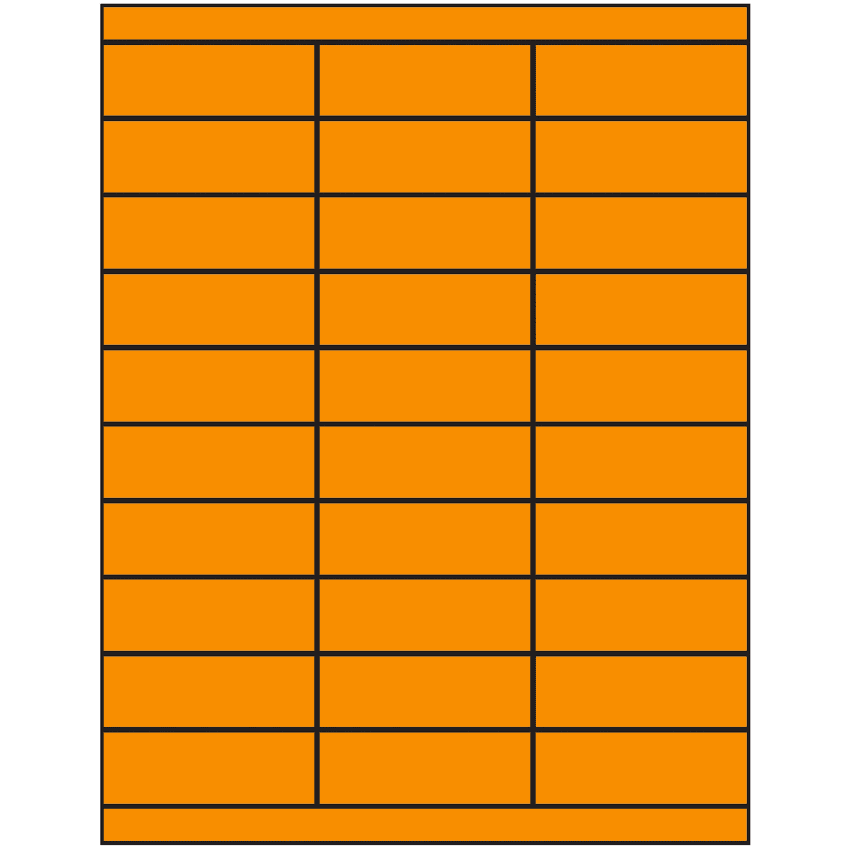 2.83" x 1" Fluorescent Orange Rectangular Sheet Labels