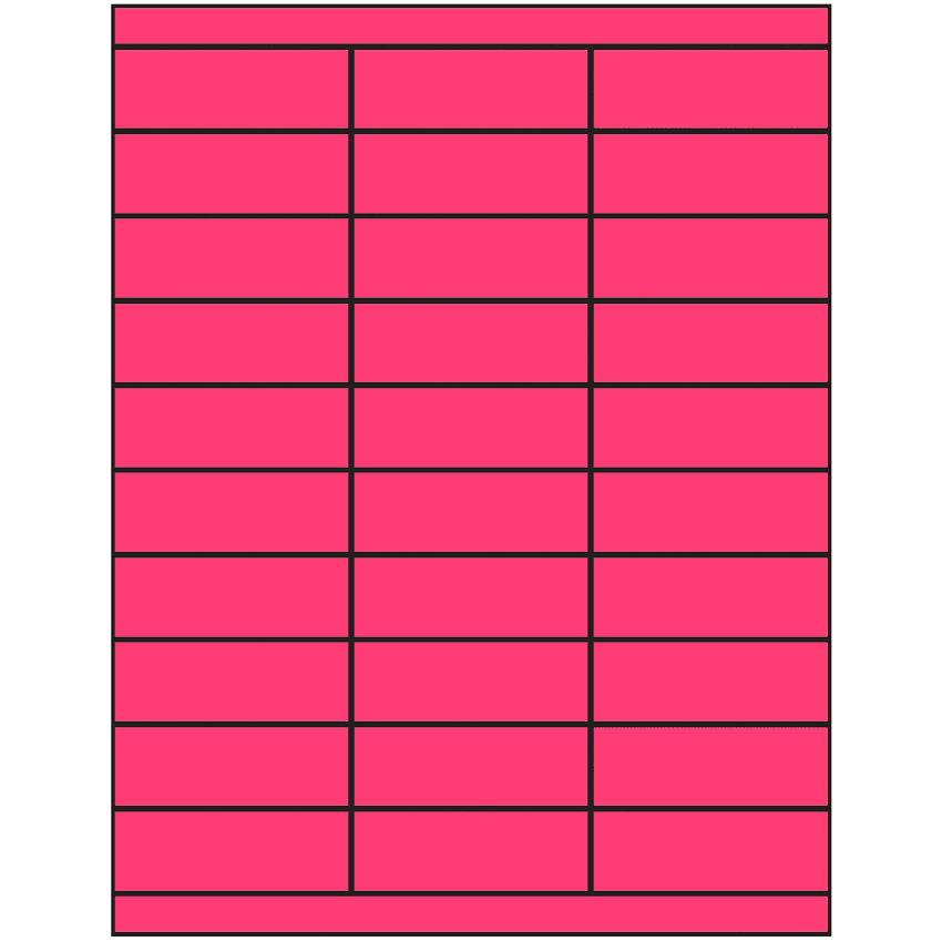 2.83" x 1" Fluorescent Pink Rectangular Sheet Labels