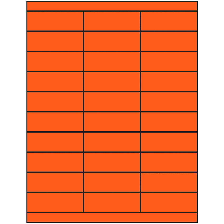 2.83" x 1" Fluorescent Red Rectangular Sheet Labels
