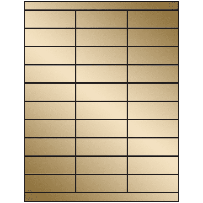 2.83" x 1" Gold Foil Rectangular Sheet Labels