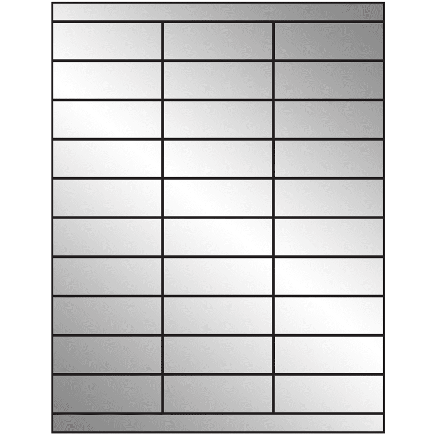 2.83" x 1" Silver Foil Rectangular Sheet Labels