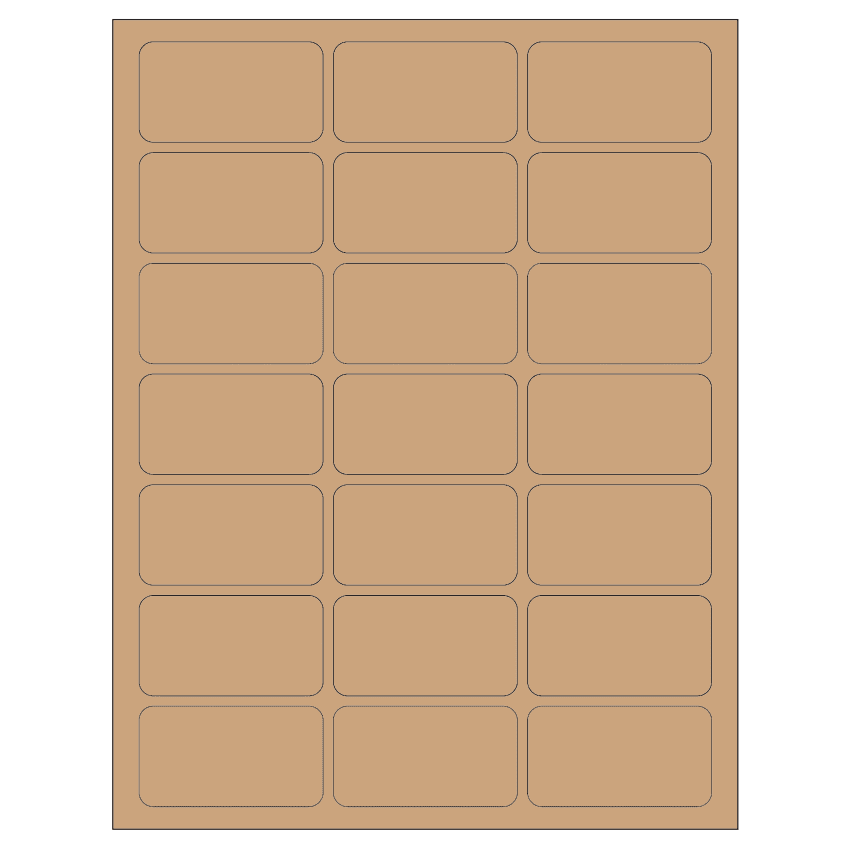2.512" x 1.378" Brown Kraft Rectangular Sheet Labels