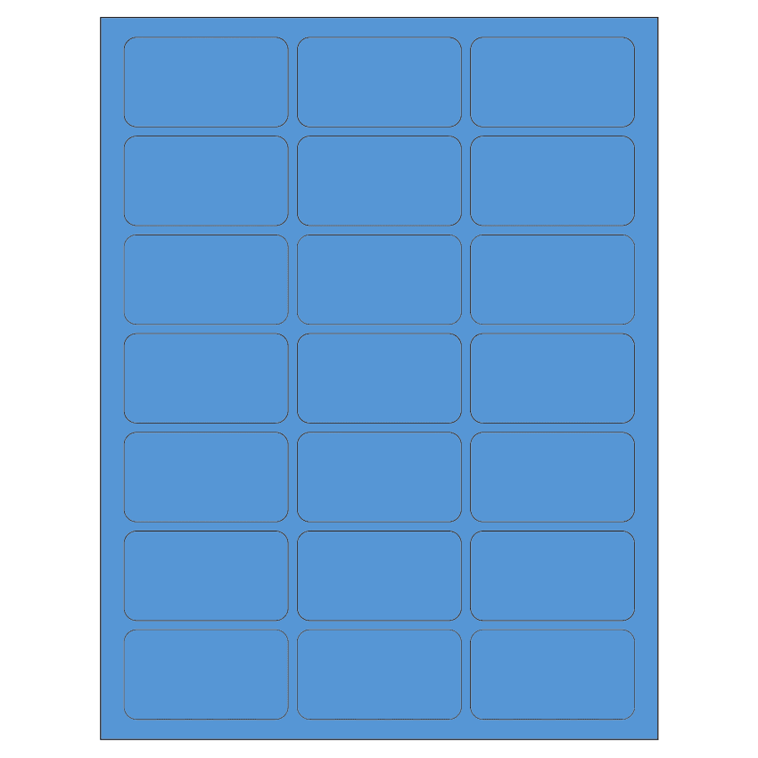 2.512" x 1.378" Fluorescent Blue Rectangular Sheet Labels