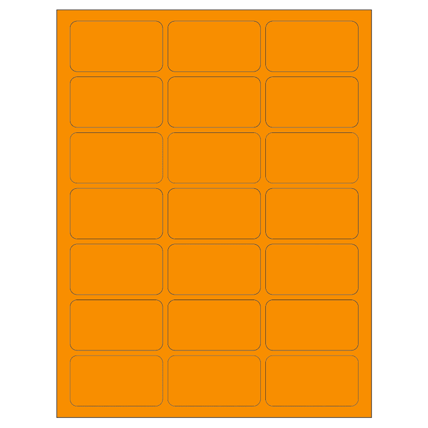 2.512" x 1.378" Fluorescent Orange Rectangular Sheet Labels