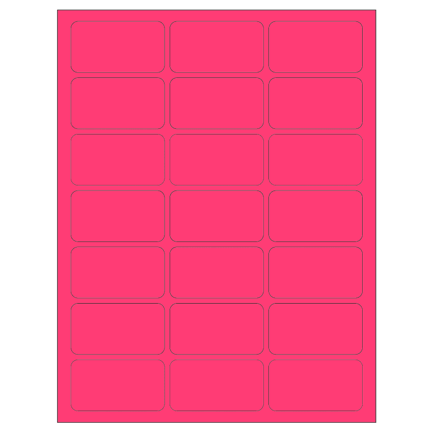 2.512" x 1.378" Fluorescent Pink Rectangular Sheet Labels
