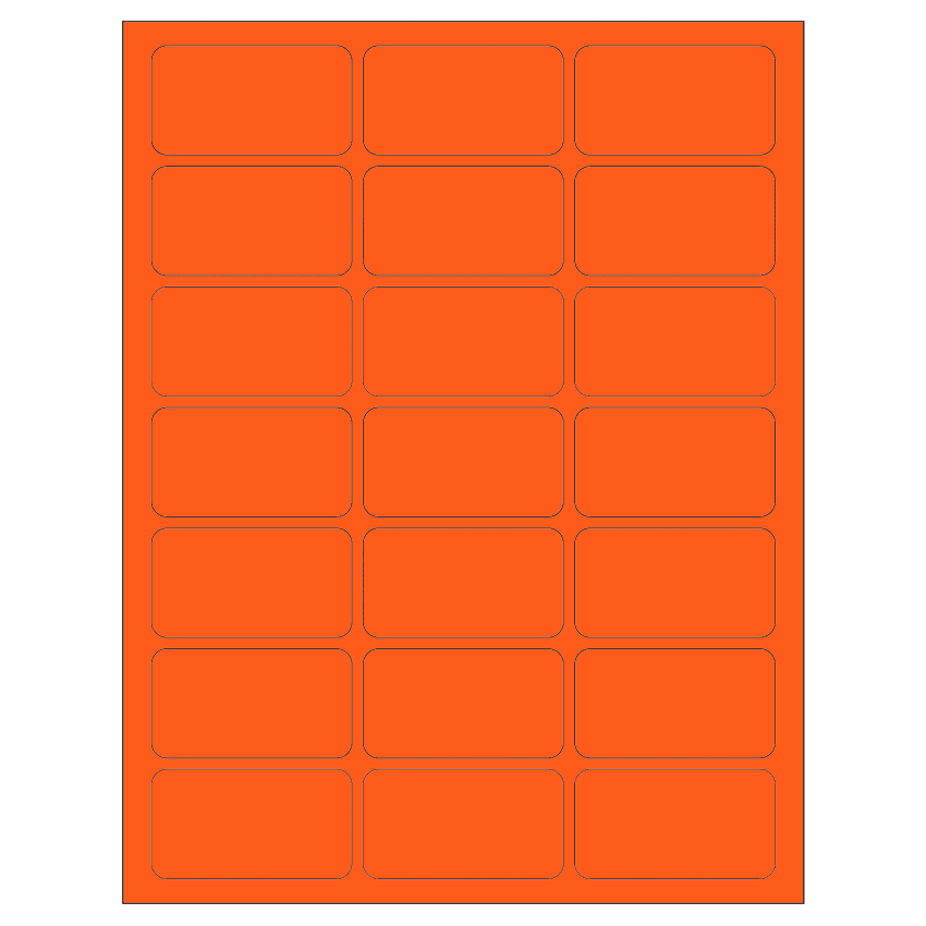 2.512" x 1.378" Fluorescent Red Rectangular Sheet Labels