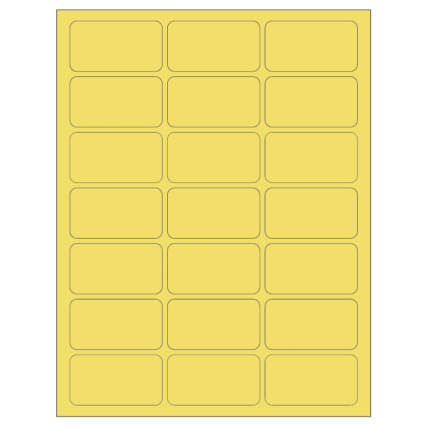 2.512" x 1.378" Pastel Yellow Rectangular Sheet Labels