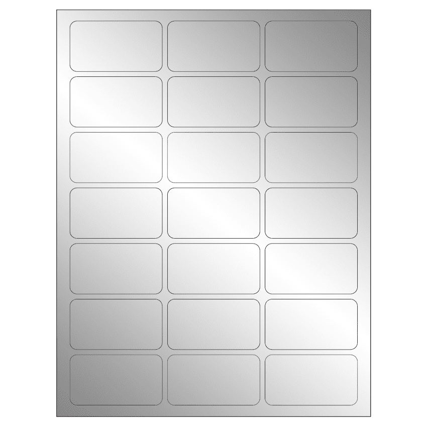 2.512" x 1.378" Silver Foil Rectangular Sheet Labels