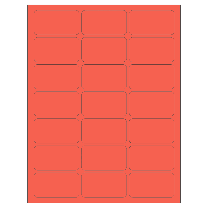 2.512" x 1.378" Red Rectangular Sheet Labels