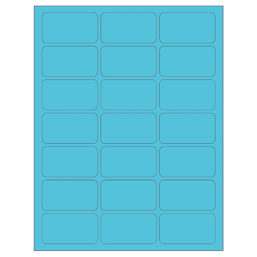 2.512" x 1.378" Turquoise Rectangular Sheet Labels