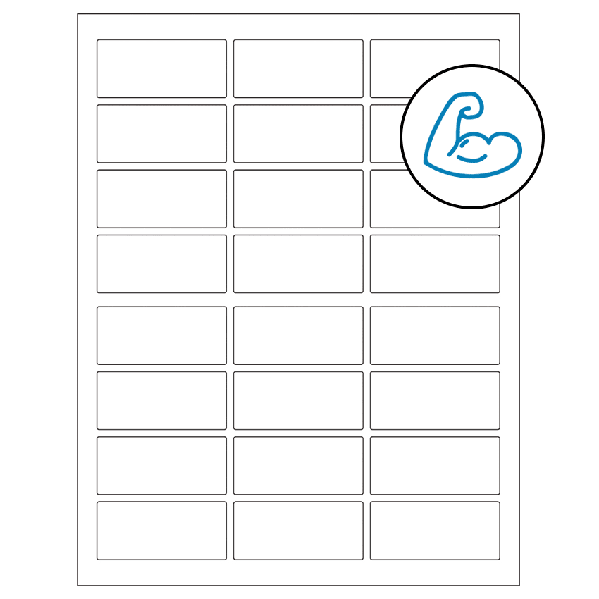 2.5" x 1.125" White Rectangular Sheet Labels - Ultra Aggressive Adhesive