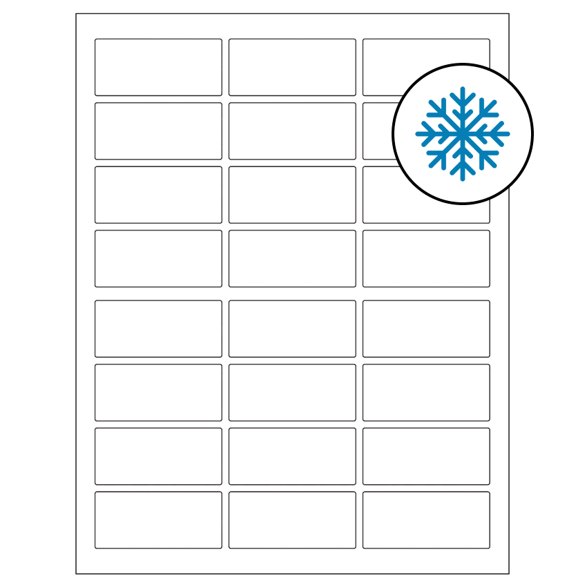 2.5" x 1.125" White Rectangular Sheet Labels - Freezer Grade Adhesive
