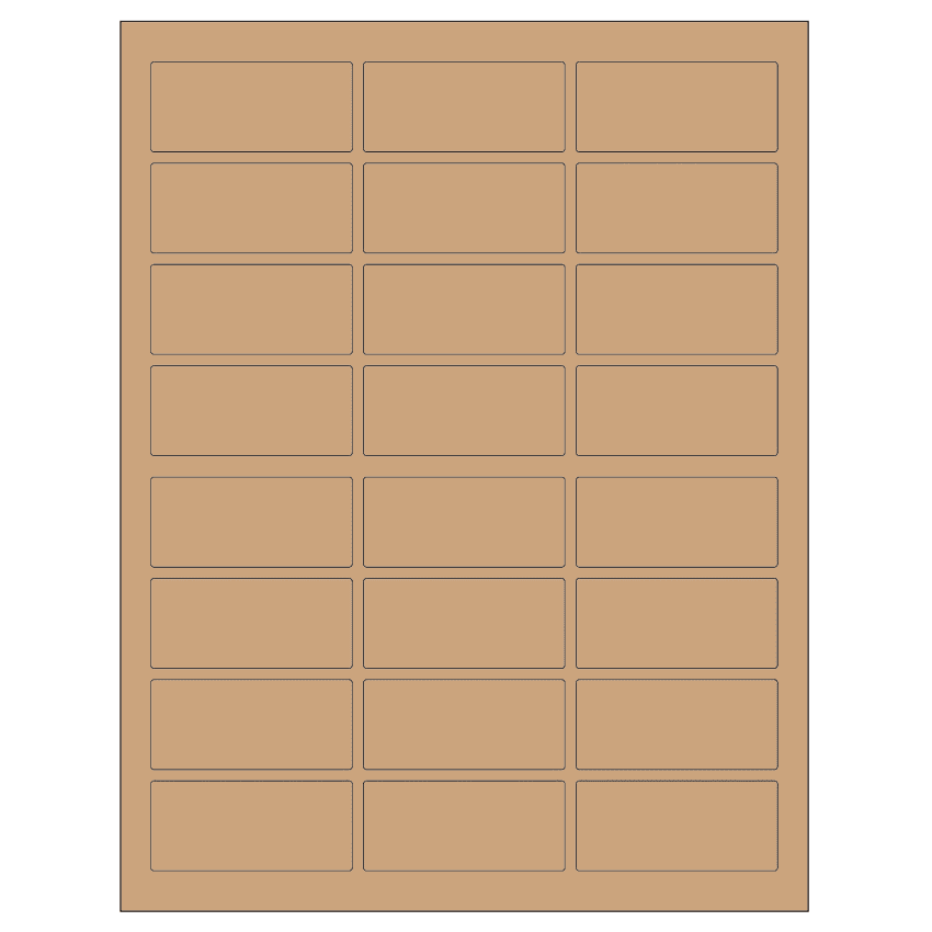 2.5" x 1.125" Brown Kraft Rectangular Sheet Labels