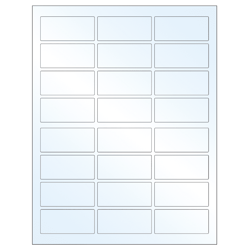 2.5" x 1.125" Crystal Clear Rectangular Sheet Labels