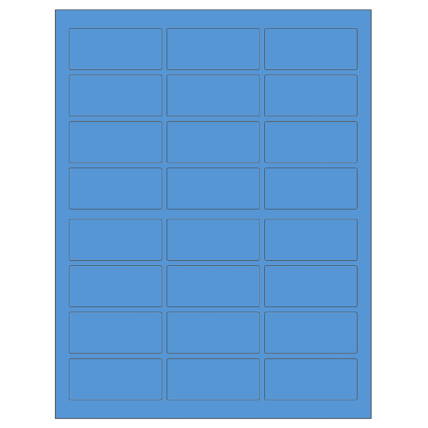 2.5" x 1.125" Fluorescent Blue Rectangular Sheet Labels