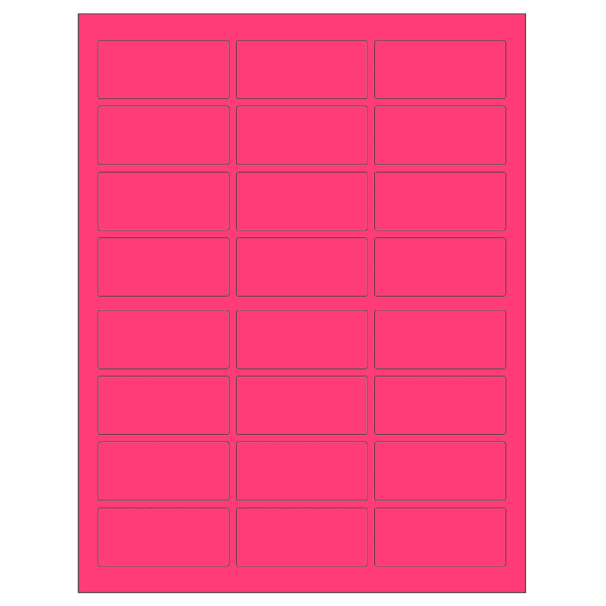 2.5" x 1.125" Fluorescent Pink Rectangular Sheet Labels