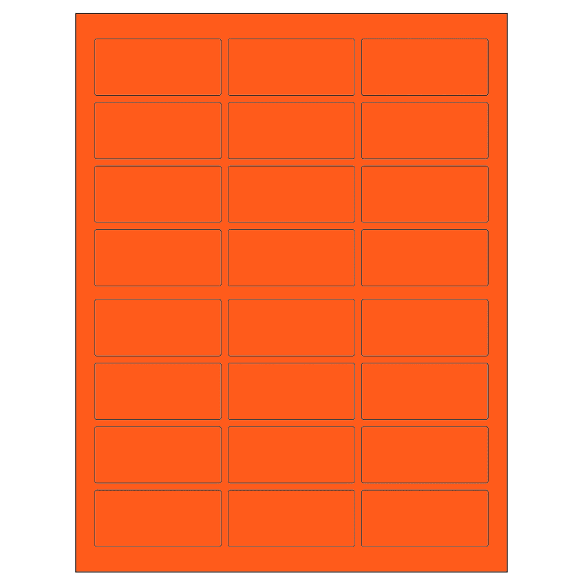 2.5" x 1.125" Fluorescent Red Rectangular Sheet Labels