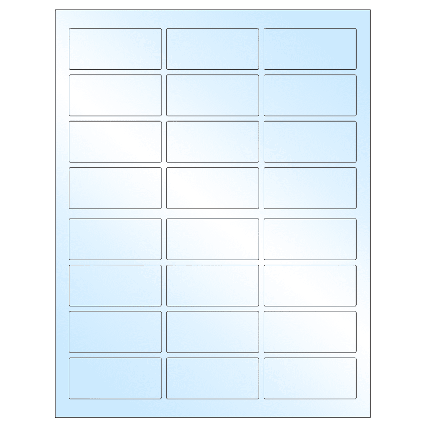 2.5" x 1.125" White Premium High Gloss Rectangular Sheet Labels