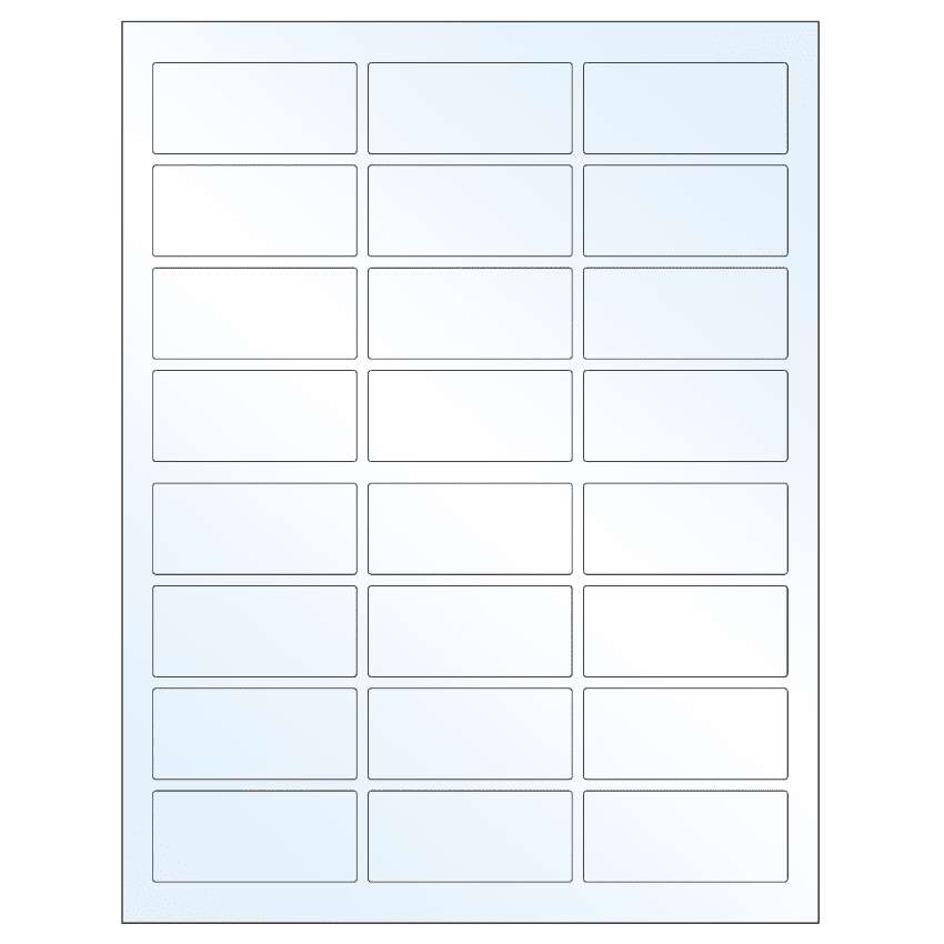 2.5" x 1.125" White Mid Gloss Rectangular Sheet Labels