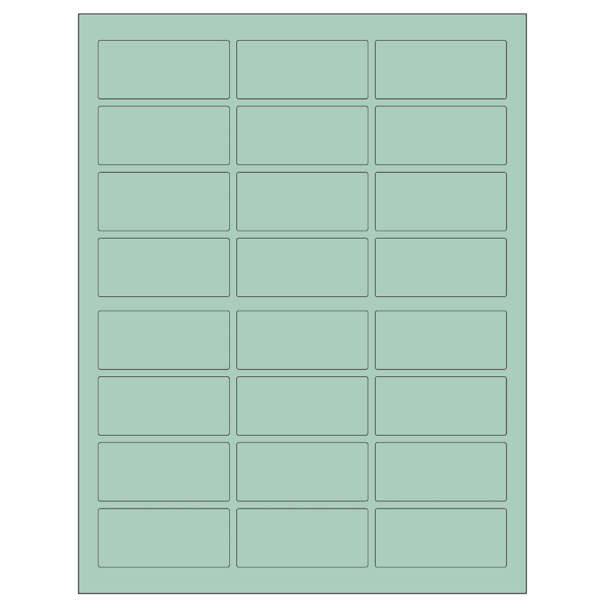 2.5" x 1.125" Pastel Green Rectangular Sheet Labels