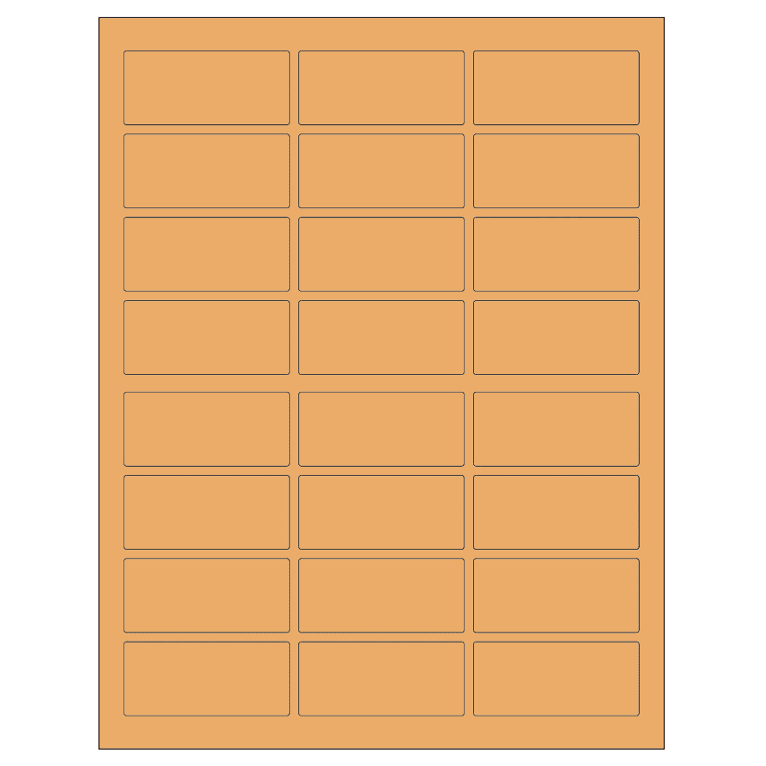 2.5" x 1.125" Pastel Orange Rectangular Sheet Labels