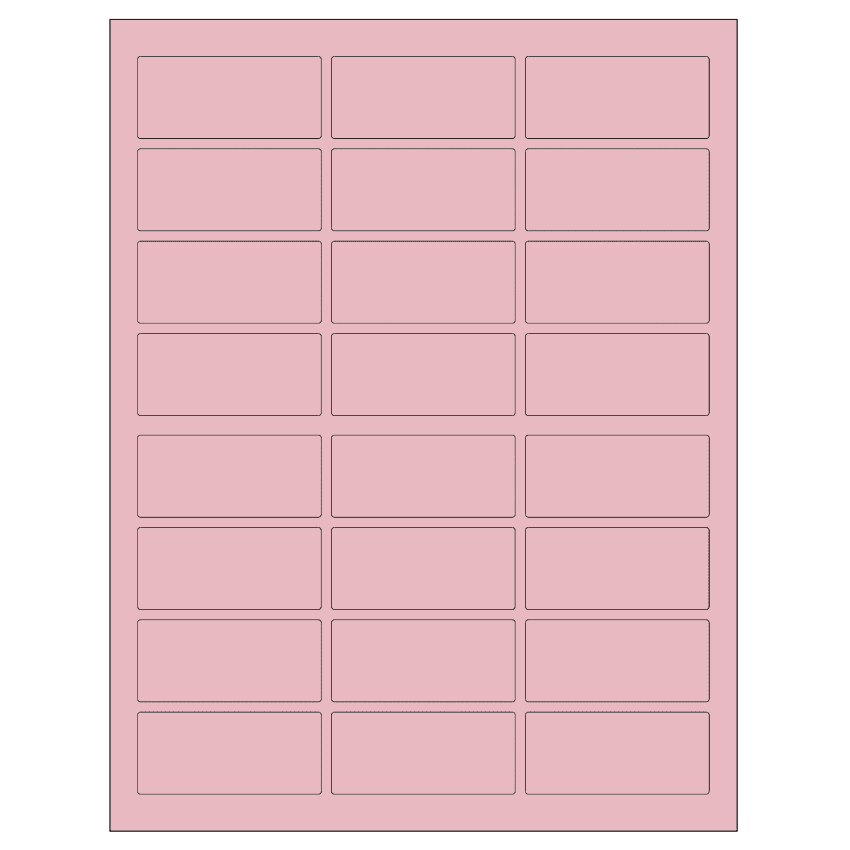 2.5" x 1.125" Pastel Pink Rectangular Sheet Labels