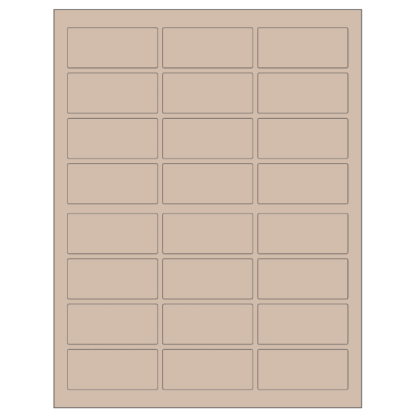2.5" x 1.125" Pastel Tan Rectangular Sheet Labels