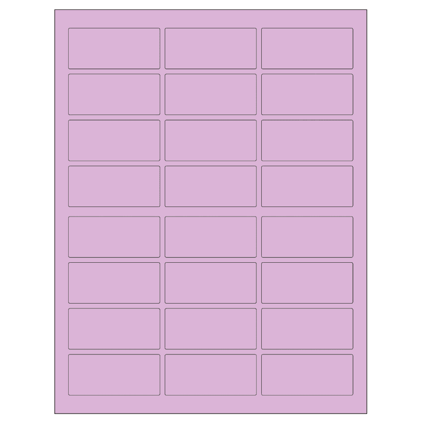 2.5" x 1.125" Pastel Purple Rectangular Sheet Labels