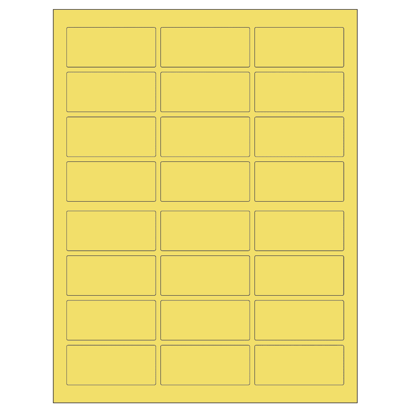 2.5" x 1.125" Pastel Yellow Rectangular Sheet Labels