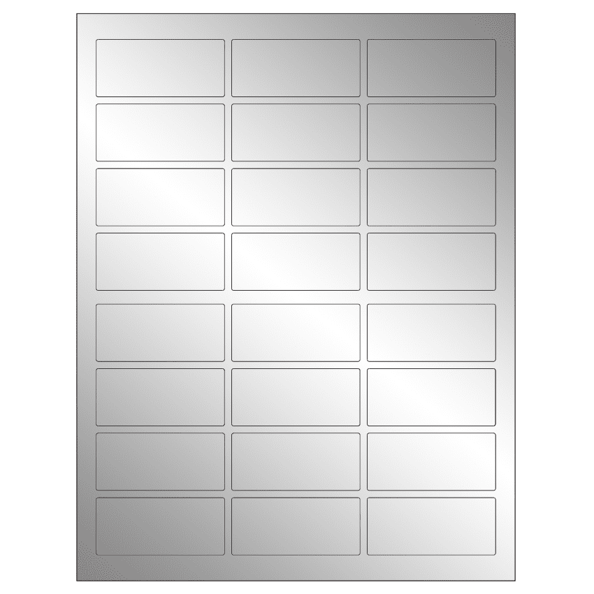2.5" x 1.125" Silver Foil Rectangular Sheet Labels