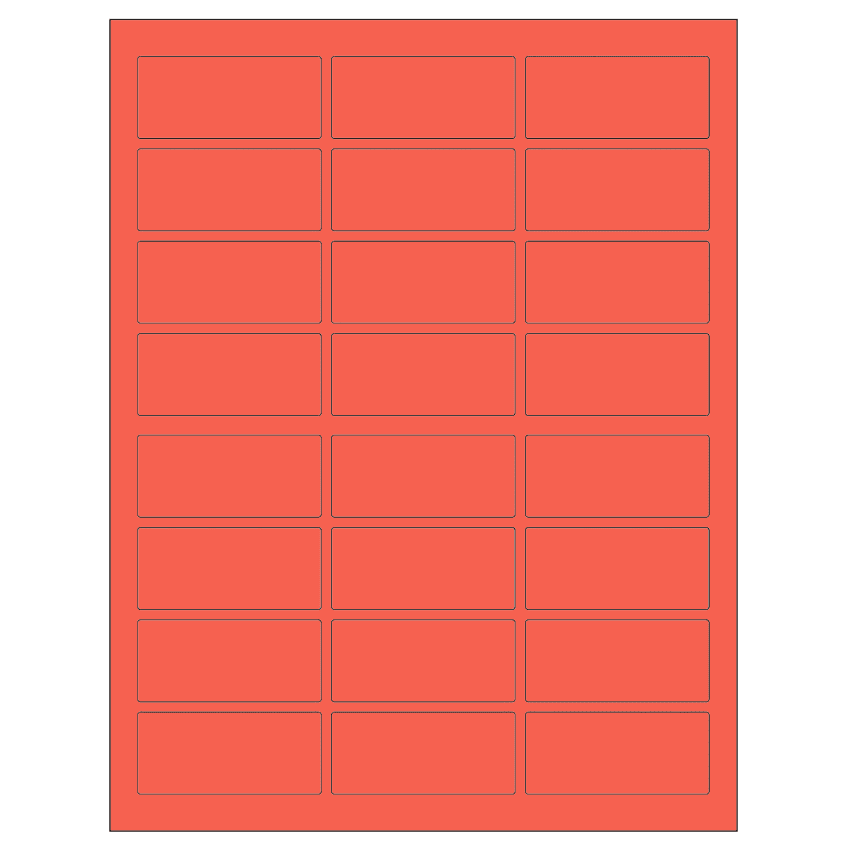 2.5" x 1.125" Red Rectangular Sheet Labels