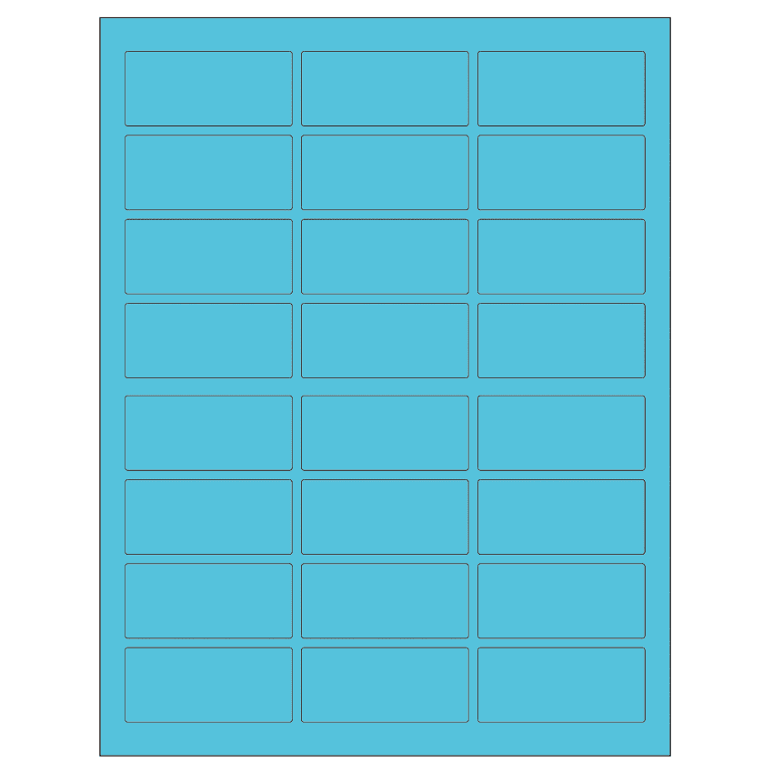 2.5" x 1.125" Turquoise Rectangular Sheet Labels