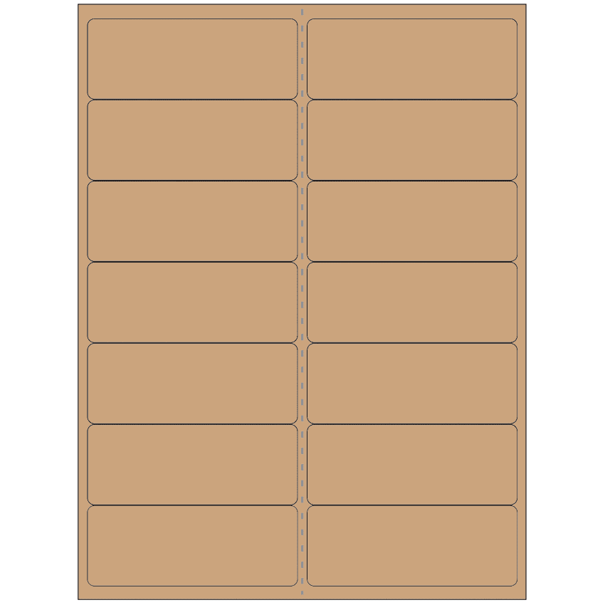 4" x 1.4375" Brown Kraft Rectangular Sheet Labels