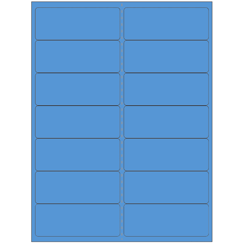 4" x 1.4375" Fluorescent Blue Rectangular Sheet Labels