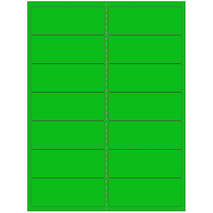 4" x 1.4375" Fluorescent Green Rectangular Sheet Labels