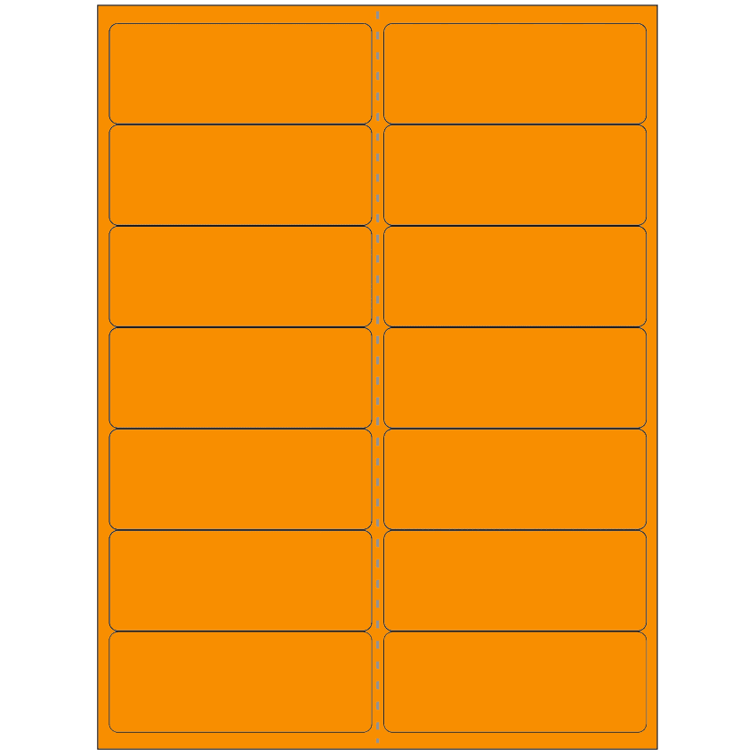 4" x 1.4375" Fluorescent Orange Rectangular Sheet Labels