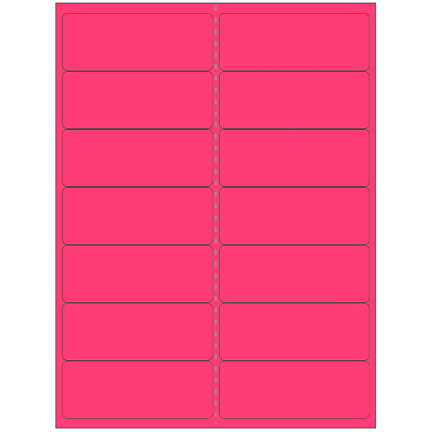 4" x 1.4375" Fluorescent Pink Rectangular Sheet Labels