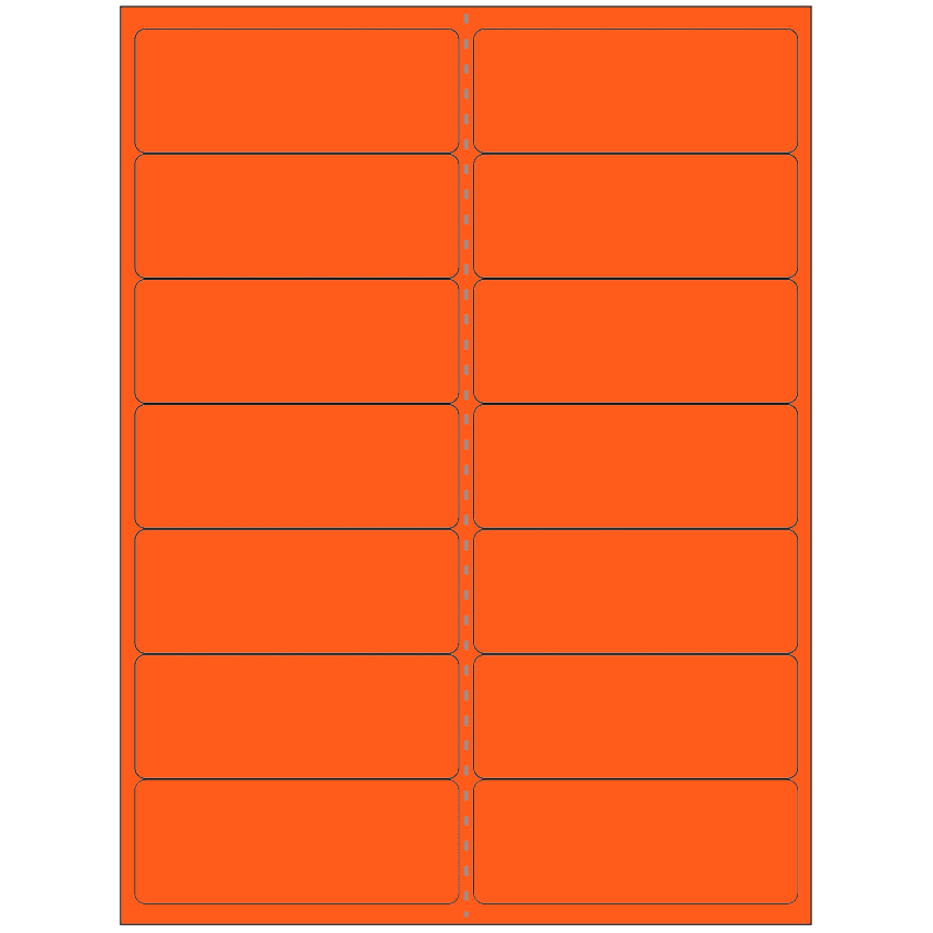 4" x 1.4375" Fluorescent Red Rectangular Sheet Labels