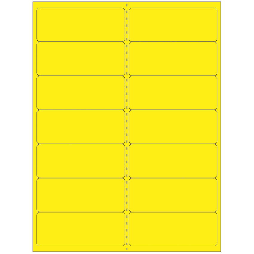 4" x 1.4375" Fluorescent Yellow Rectangular Sheet Labels