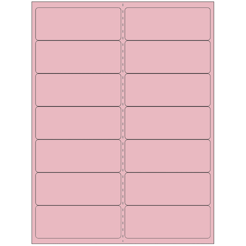 4" x 1.4375" Pastel Pink Rectangular Sheet Labels
